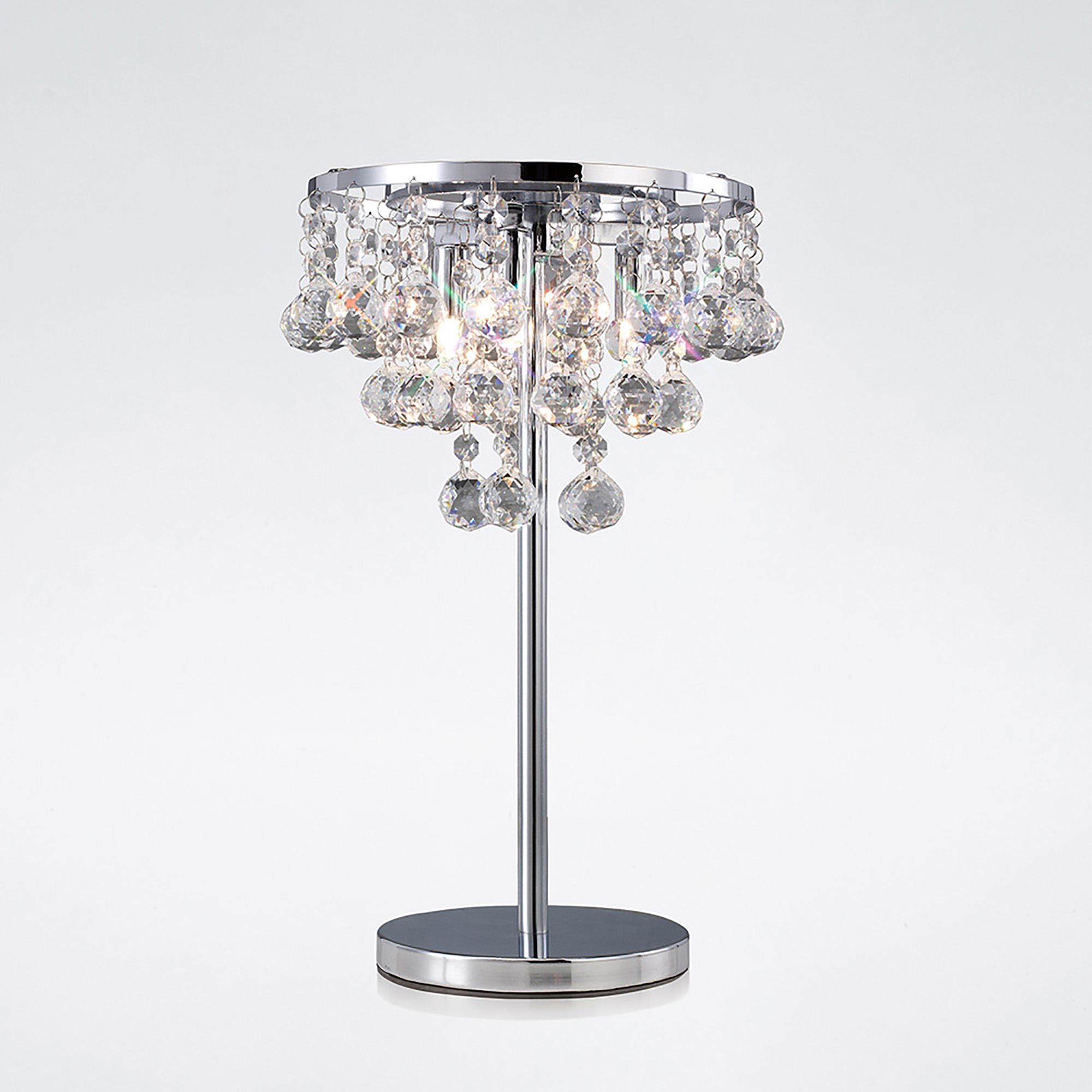 Atla Polished Chrome Crystal Table Lamps Diyas Designer Table Lamps